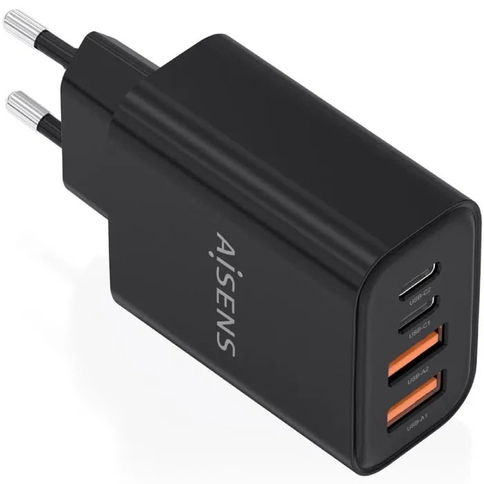 Aisens Cargador GaN 32W con 2xUSB-C y 2xUSB-A Negro